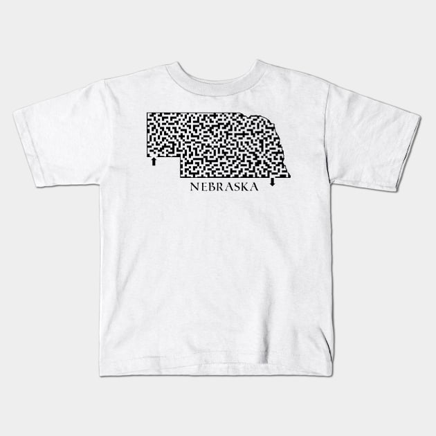 State of Nebraska Maze Kids T-Shirt by gorff